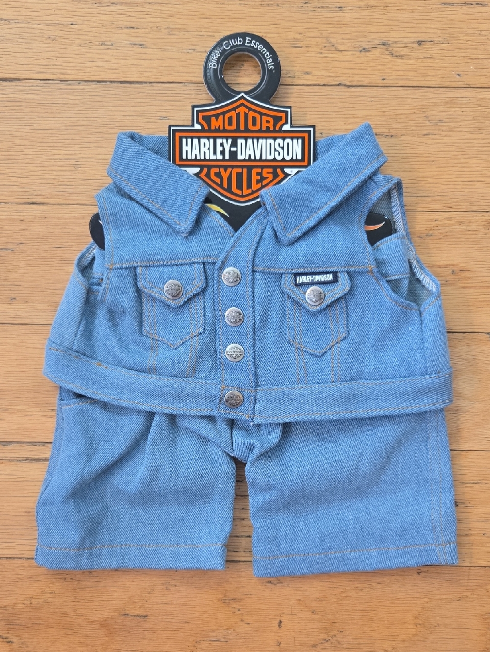 Harley-Davidson Motoecycle Denim Vest With HD Patch & Bottoms For S/M Dogs